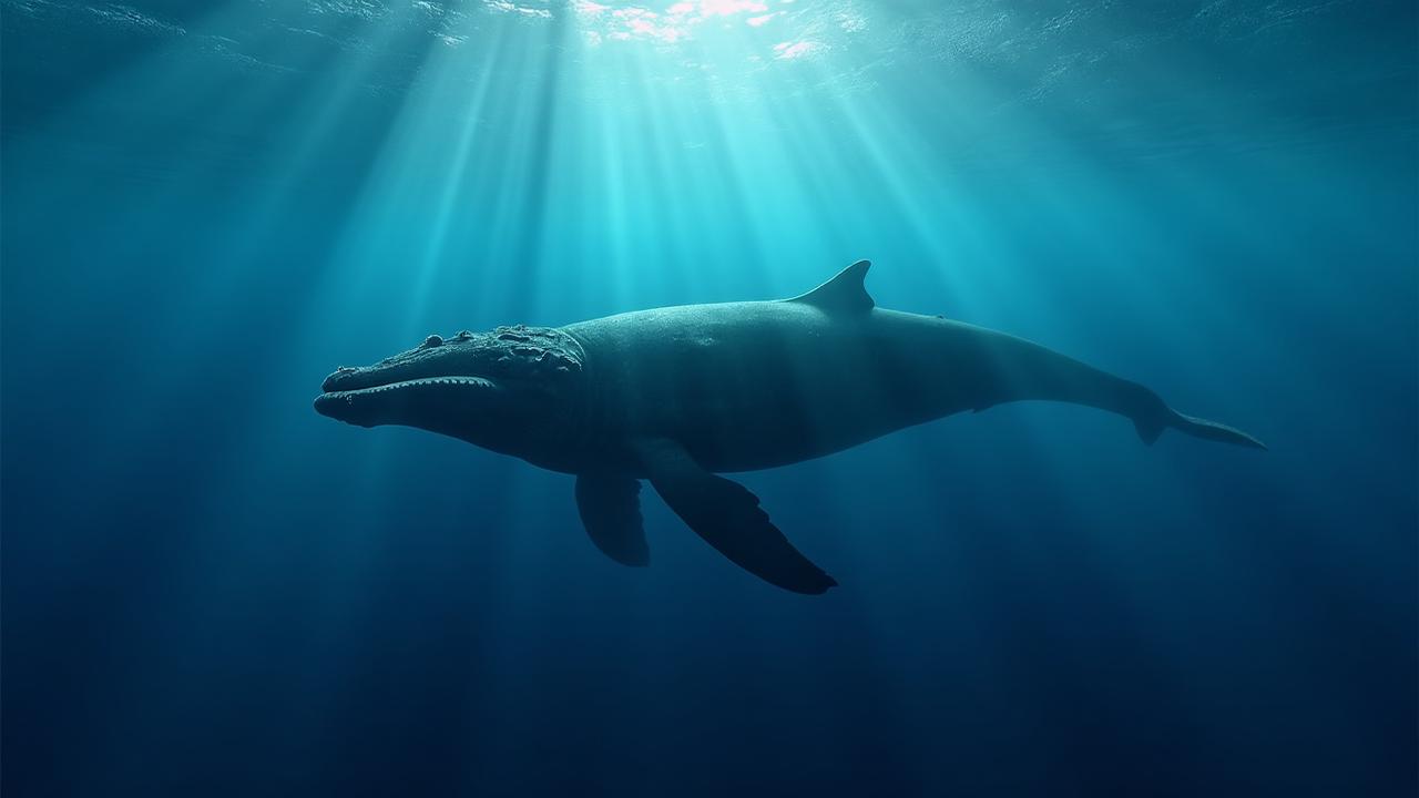 Baleine nageant paisiblement dans l'océan