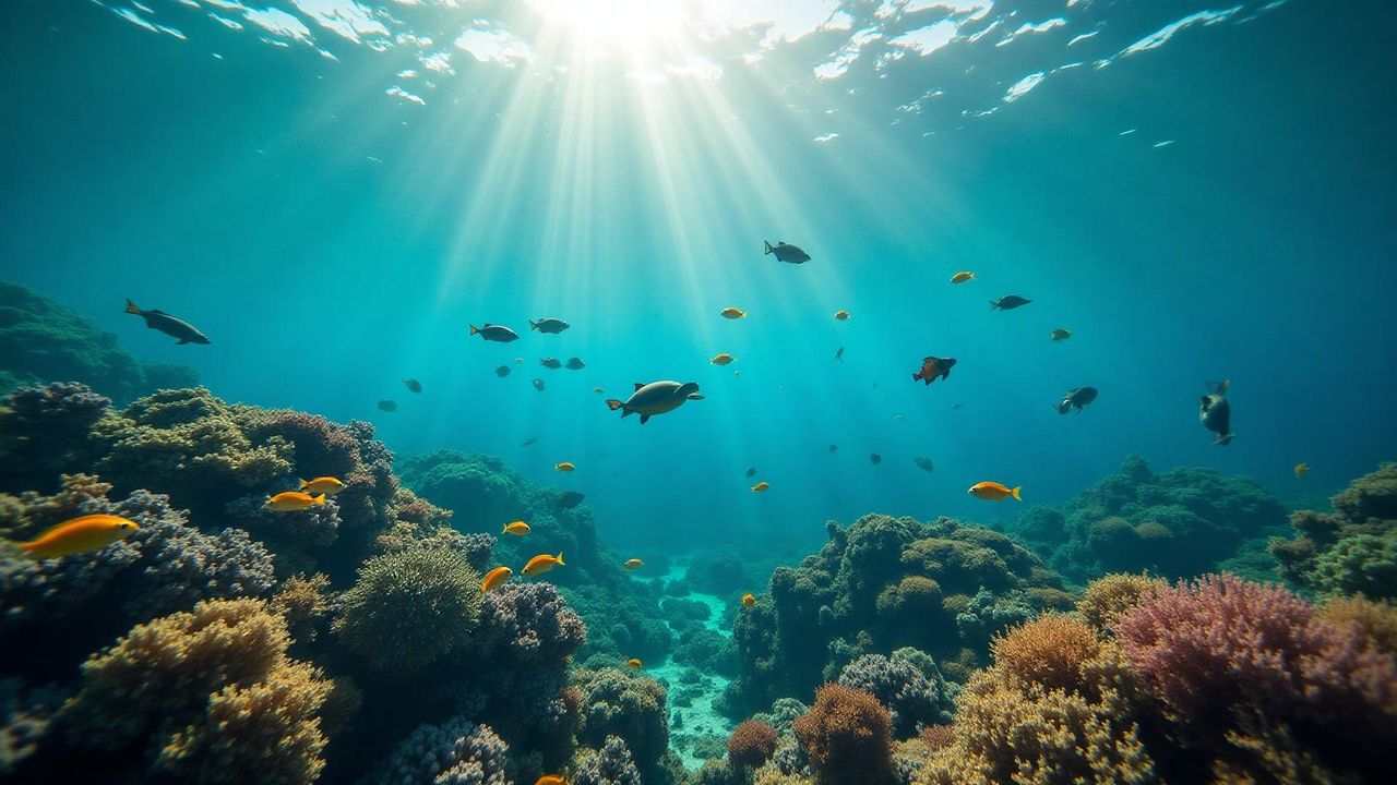 Récif corallien vibrant avec vie marine